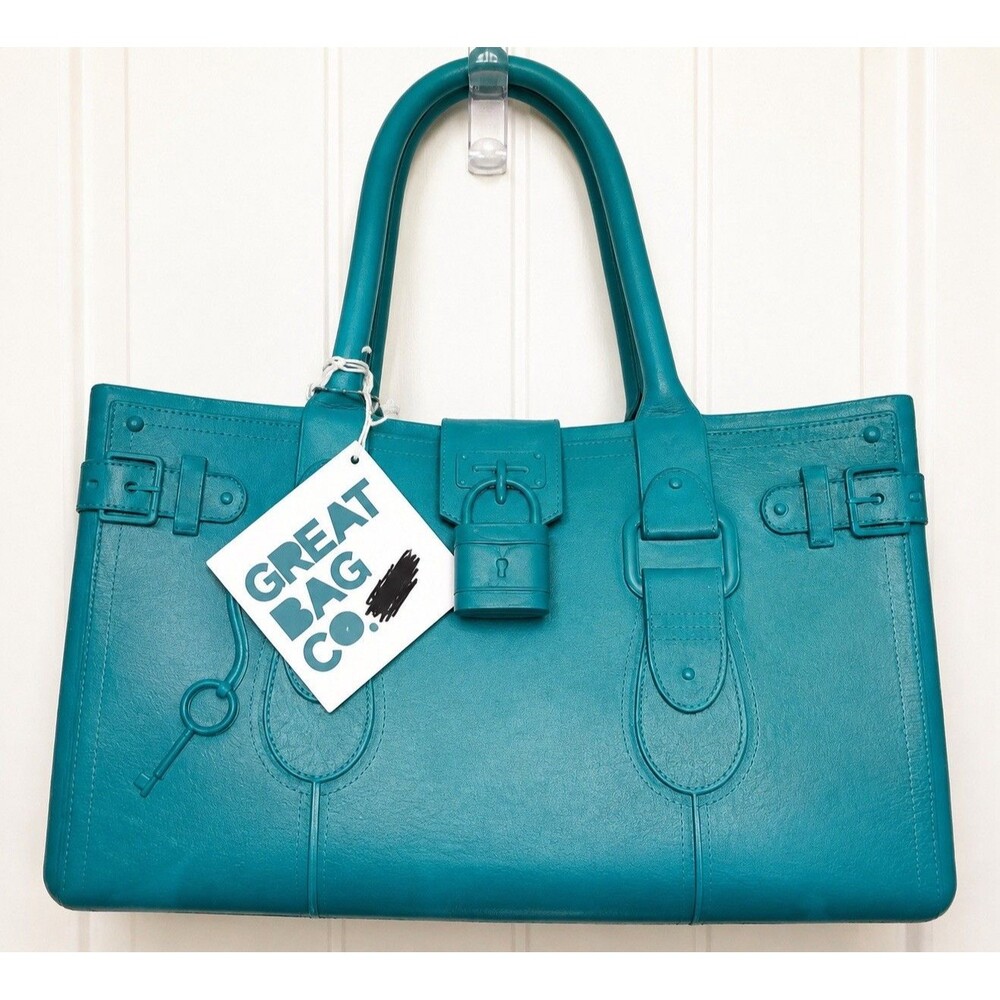 Great Bag Co Teal Vegan Leather Tote Satchel NWT Large Structured Carryall